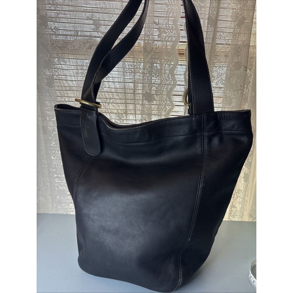 Vintage COACH Black Leather, Soho Duffle Tote Bag, Large, 4082 90s USA